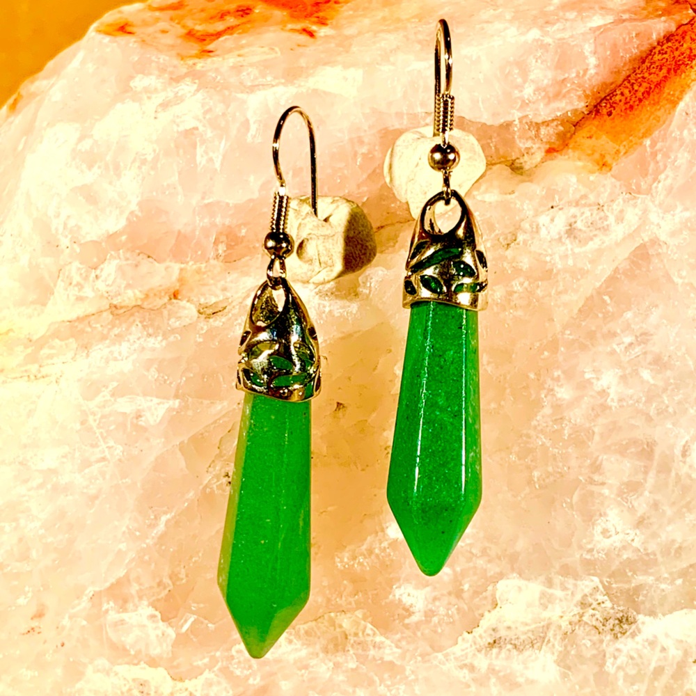 Jade Earrings Sterling Silver Healing NWT